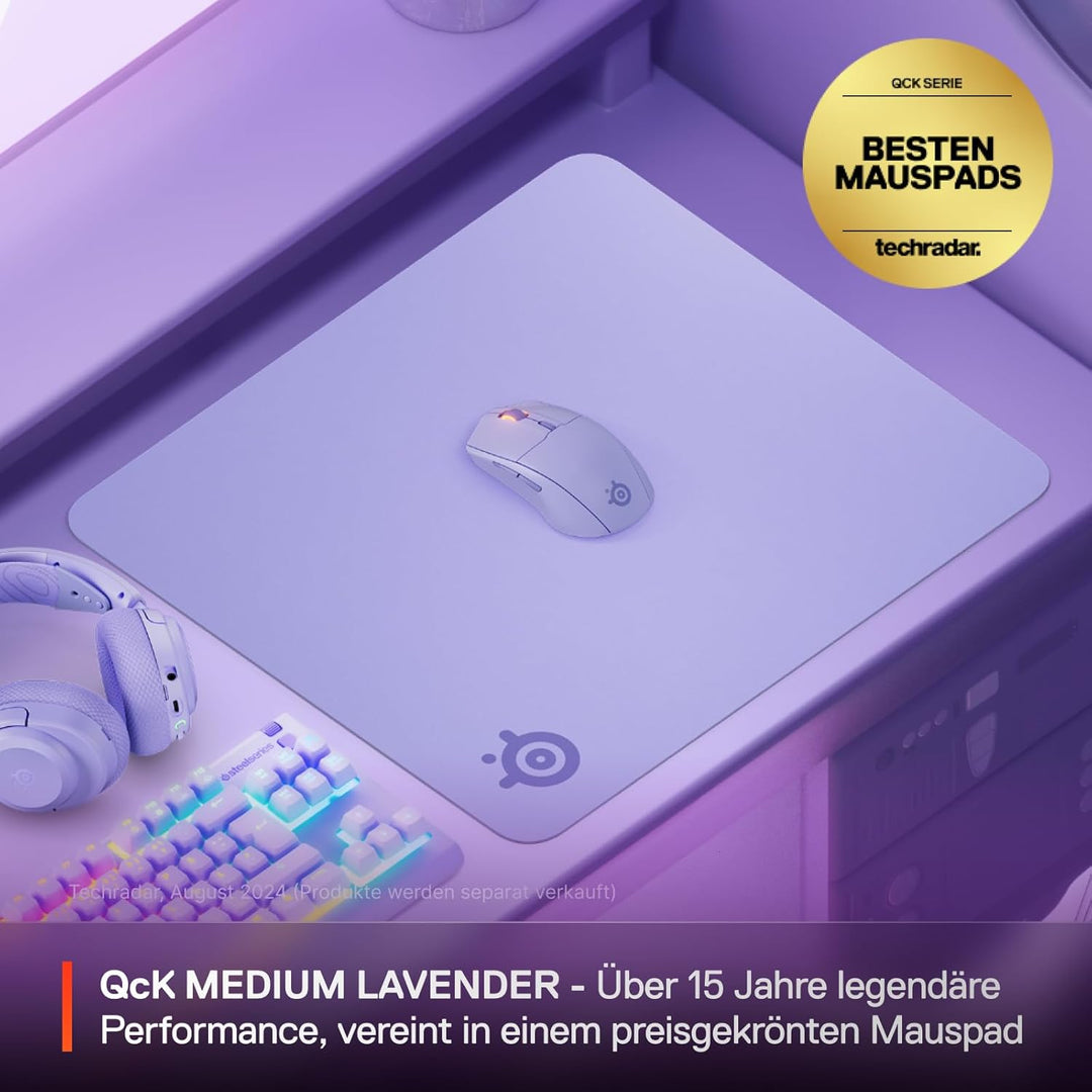 SteelSeries QcK Mauspad (Gross) – Lavendel – Anti-Rutsch-Gummierung auf der Unterseite – Bestes Trac