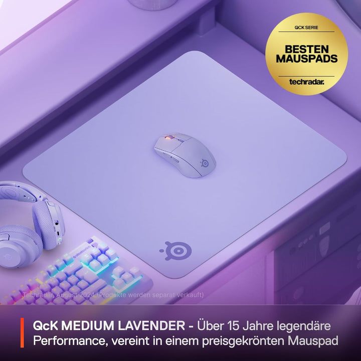 SteelSeries QcK Mauspad (Gross) – Lavendel – Anti-Rutsch-Gummierung auf der Unterseite – Bestes Trac