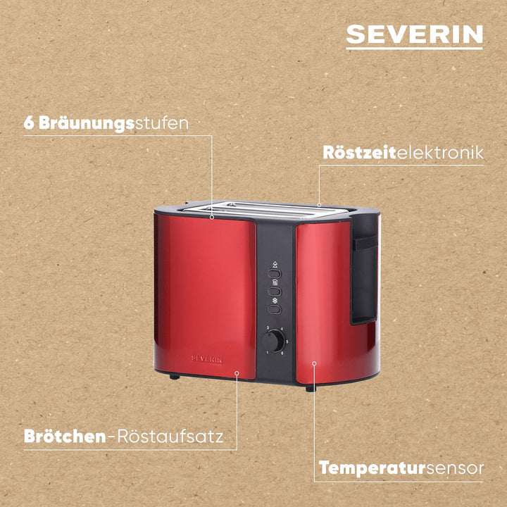 SEVERIN Automatik-Toaster, Toaster mit Brötchenaufsatz, hochwertiger Edelstahl Toaster zum Toasten,