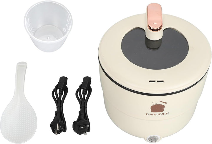Elektrischer Reiskocher, 1,8 L, Doppelschichtiger Mini-Reiskocher mit Verbrühschutz, Multifunktional