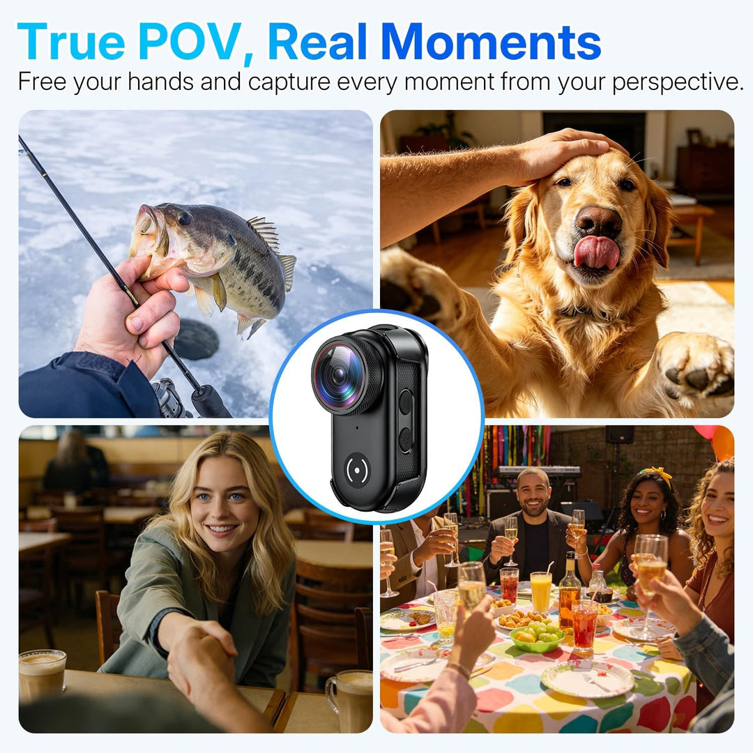 4K Action Cam Mini Bodycam, Magnetisch mit 6-Achsen EIS | 150° Weitwinkel, WiFi App, 150 Min. Aufnah