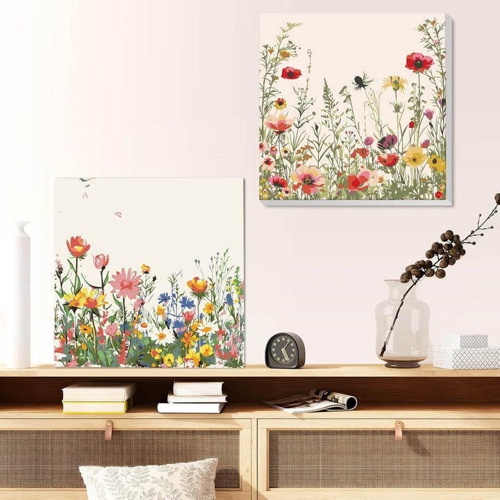 GHHKUD 4 Stück Malen Nach Zahlen Erwachsene, Blumen Malen Nach Zahlen Mit Rahmen, DIY Handgemalt Ölg