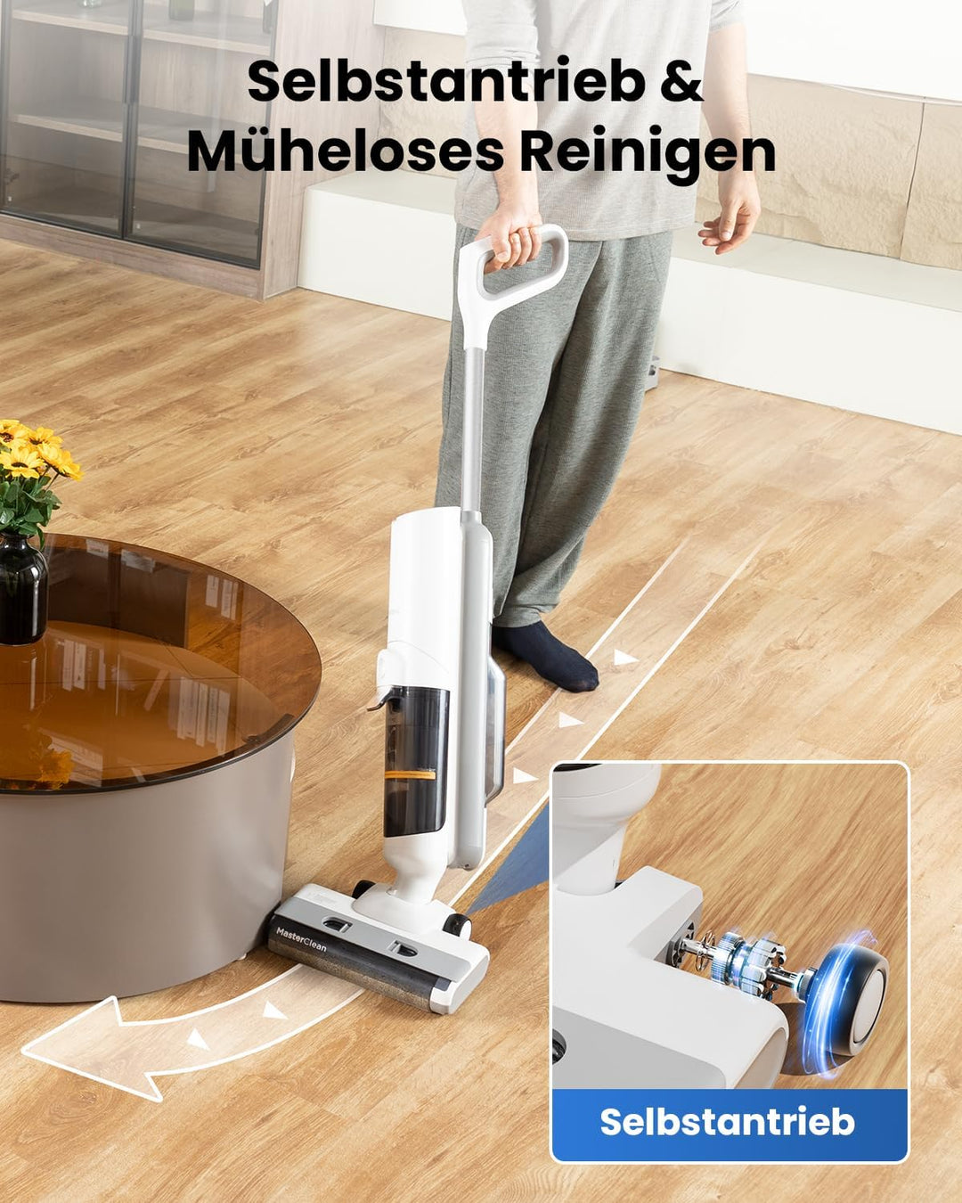 Proscenic F10 Pro Nass-Trockensauger Smart 3 in 1, Leichtgewicht, Leise kabelloser Staubsauger mit W