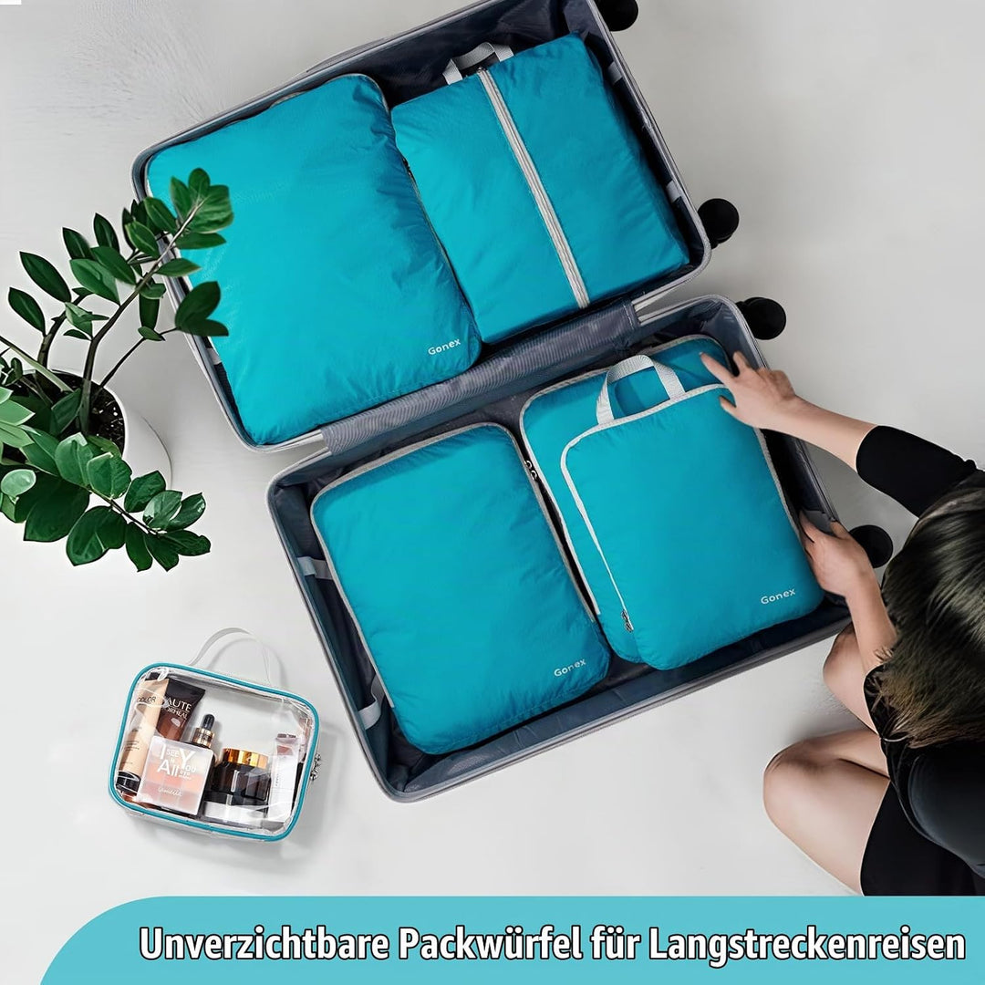 Gonex Compression Packing Cubes 6er Set, Gonex Kleidertaschen 6-teilig Verpackungswürfel, Kleidertas