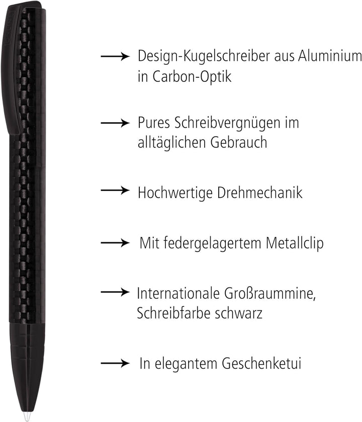 ONLINE ON36012 Drehkugelschreiber Vision Carbon mit internat. Grossraummine Strichstärke M (mittel),