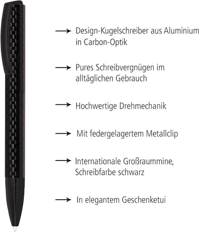 ONLINE ON36012 Drehkugelschreiber Vision Carbon mit internat. Grossraummine Strichstärke M (mittel),