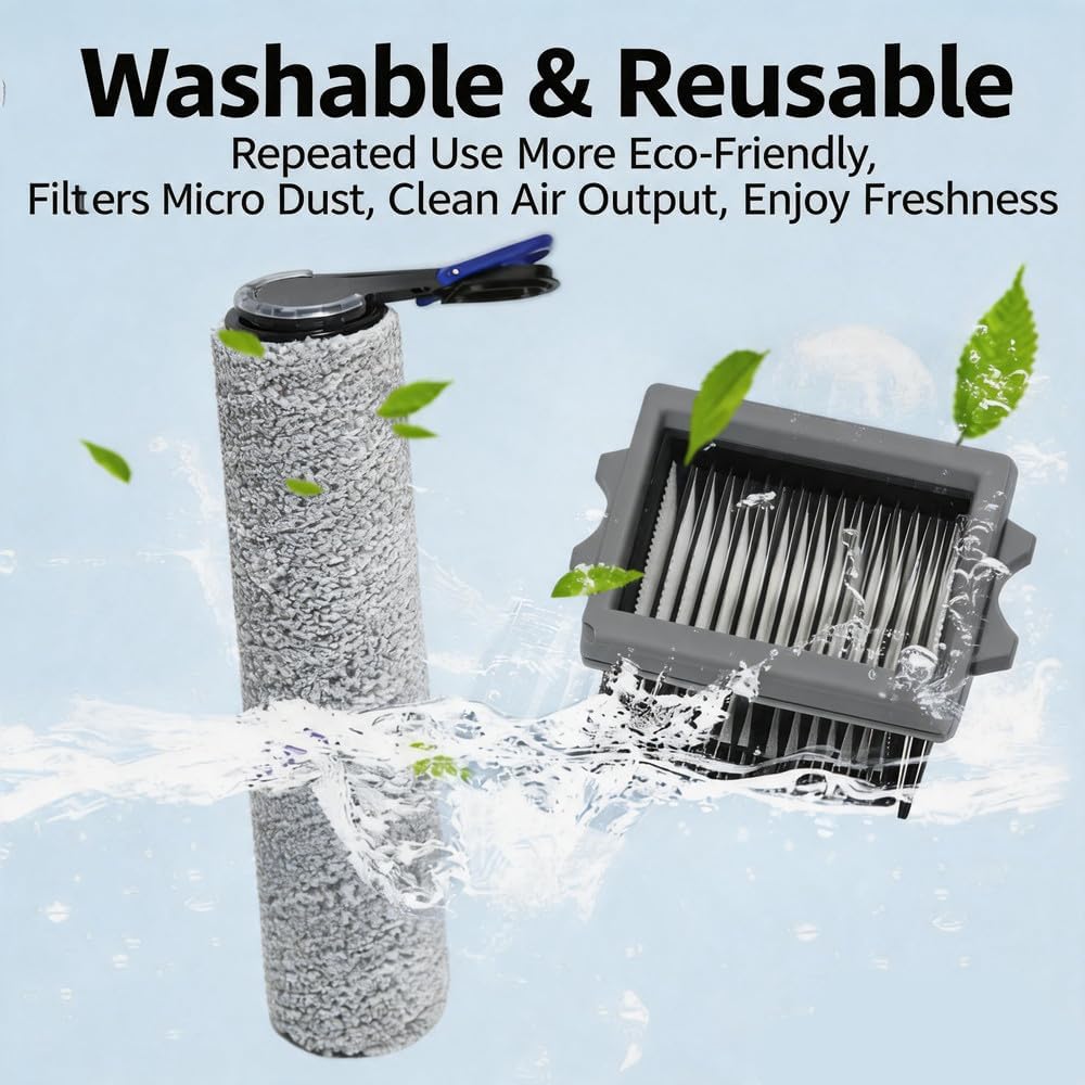 2 Bürstenrollen + 2 HEPA Filter Ersatzteile Set Compatible with Tineco Floor One Stretch S6/Swithch
