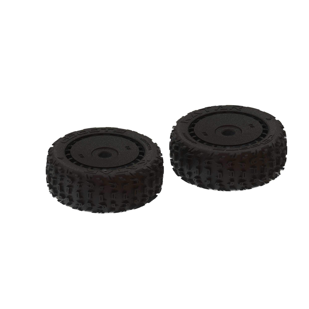 1/8 DBoots Vorne/Hinten 3.3 vormontierte Reifen, 17mm Hex, Schwarz (2): Katar B 6S