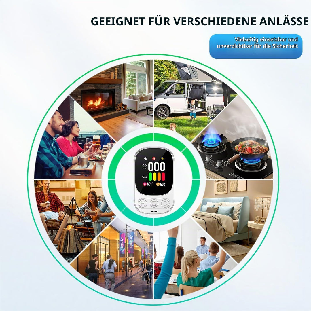Gas- und CO-Melder mit Stecker für Haus, Gasmelder Gasalarm, Kohlenmonoxidmelder CO-Warnmelder Warne