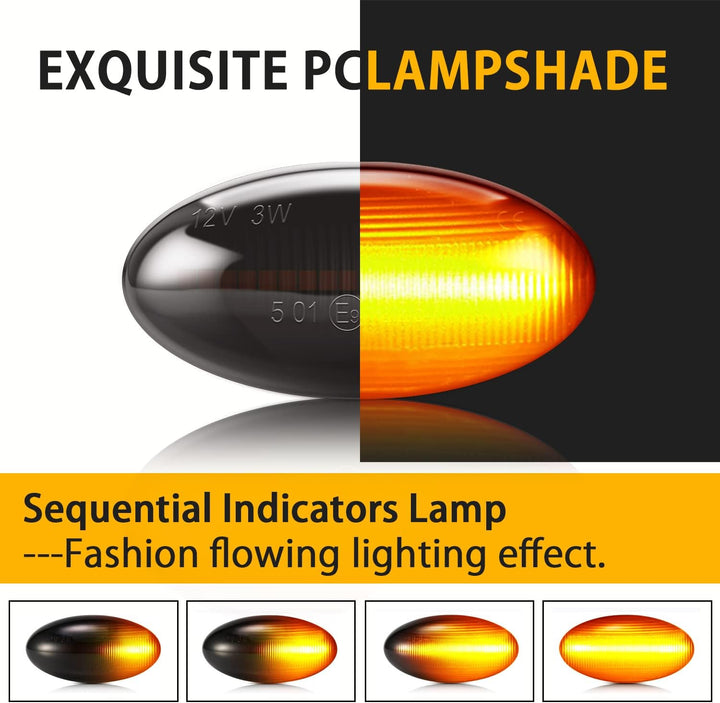 Asasytal Blinker Seitenblinker, 12v Seitenblinkleuchten Set, Kotflügel-Blinker mit E9 Zulassung Oran