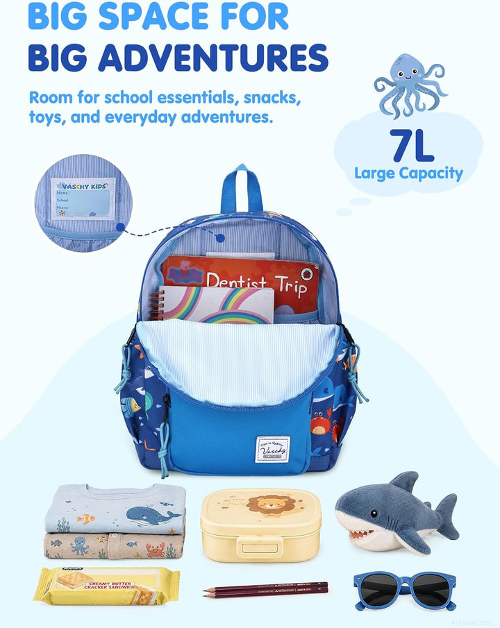 VASCHY Kinderrucksack, leicht, Schulranzen, Mädchen, Jungen, Grundschule, Kindergarten, 4 – 6 Jahre,