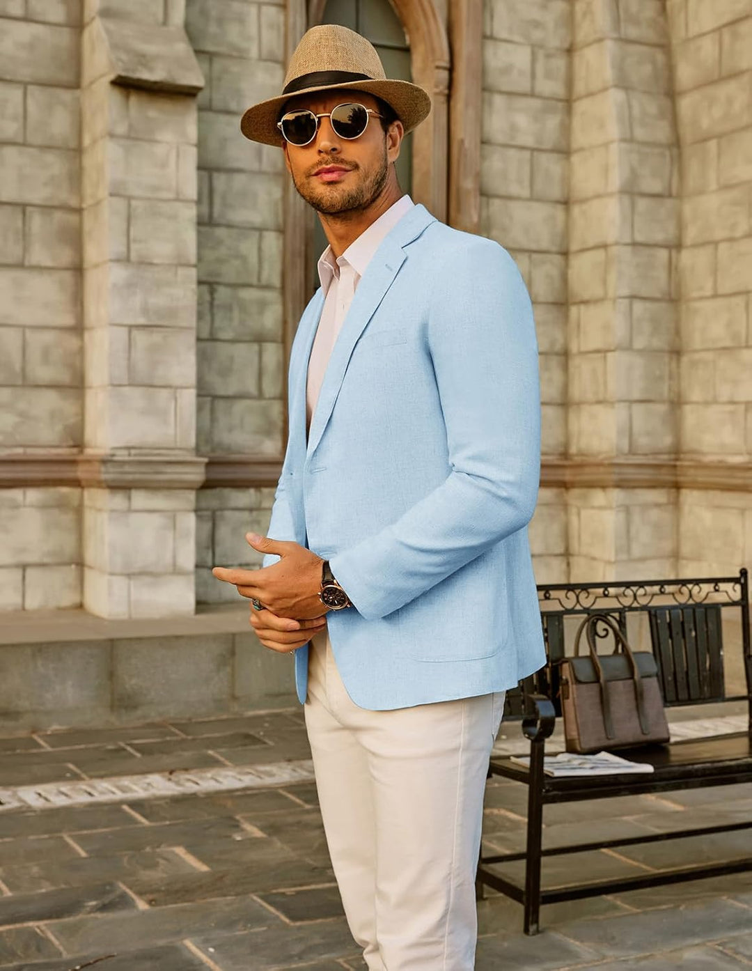PJ PAUL JONES Herren Casual Slim Fit Leinen Jacke Leichtgewicht 2 Knopf Blazer Sporty Slim fit Leisu