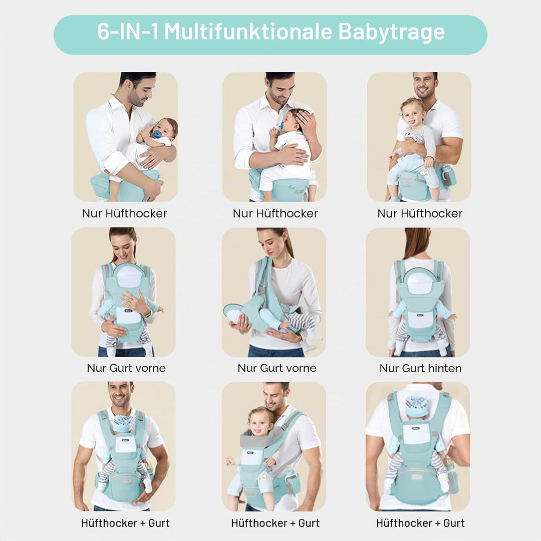 IULONEE Neugeborene Babytrage Baby Carrier Ergonomisch Babytrage mit Hüftsitz Multifunktional Kinder