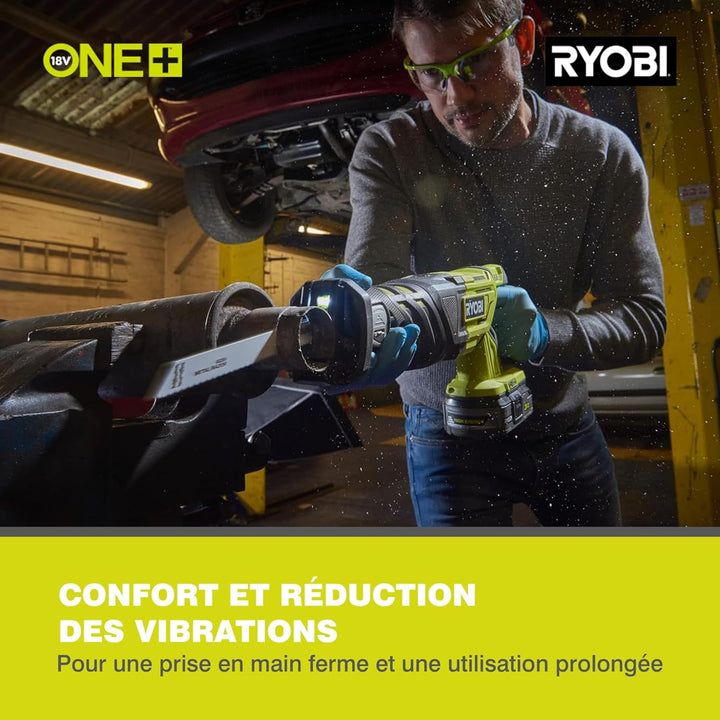 RYOBI 18 V ONE+ Brushless Akku-Säbelsäge R18RS7-0 (Säbelsäge 30 mm, Max. Schnitttiefe in Holz 210mm,