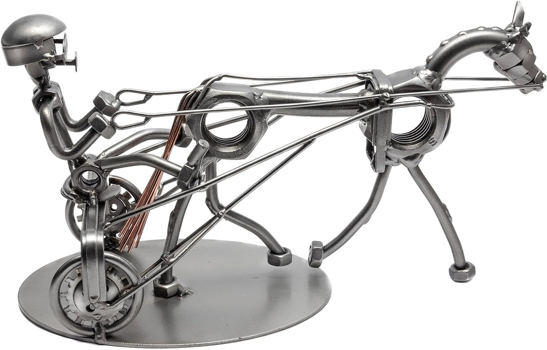 STEEMO Schraubenmännchen Fahrer Sulky Pferde-Geschenk Metall-Deko 27x12x15 cm