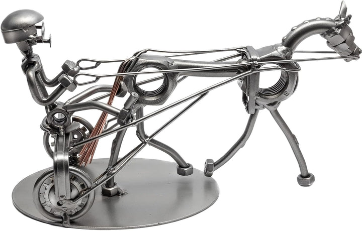 STEEMO Schraubenmännchen Fahrer Sulky Pferde-Geschenk Metall-Deko 27x12x15 cm