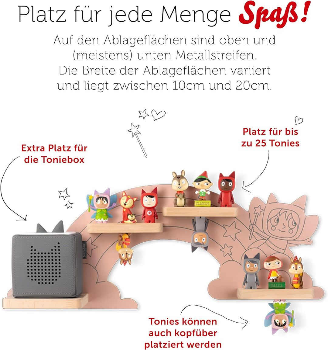 tonies Regal Hinter dem Regenbogen, Regal für Toniebox und Figuren, mittelgrosses Regal in Feenrosa