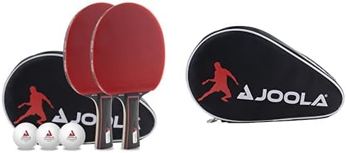 JOOLA Tischtennis Set Duo PRO 2 Tischtennisschläger + 3 Tischtennisbälle + Tischtennishülle, rot/sch