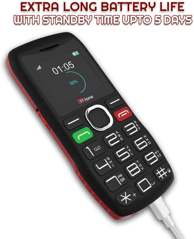 TTfone Seniorenfreundliches Mobiltelefon mit grossen Tasten und Notfallknopf, TT880 (mit Netzladeger