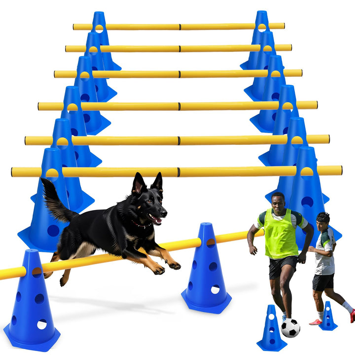 5er Sports Steckhürdenset Cavaletti Agility Set Hunde Hürden Steckhürdenset 10 Kegel 23cm + 5 Stange
