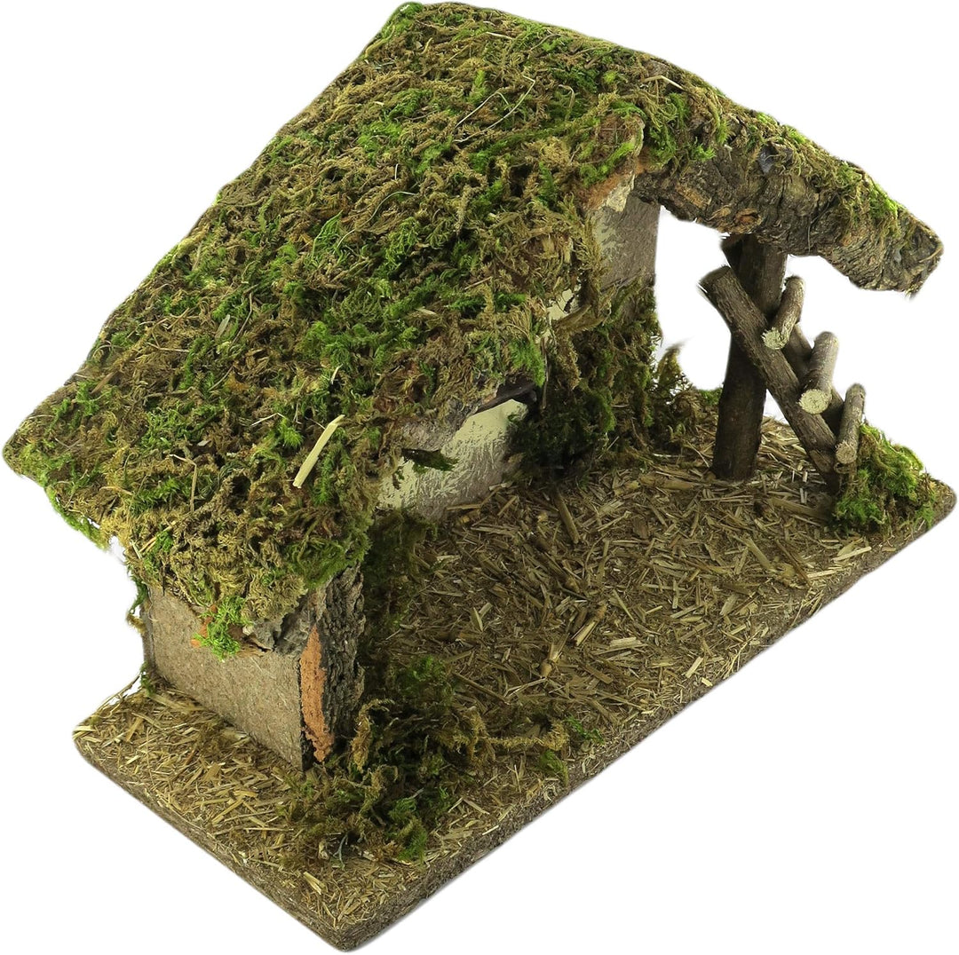BERTONI leer Krippe Cork-Moss Hütte, Holz, Mehrfarbig, 36 x 16 x 26 cm