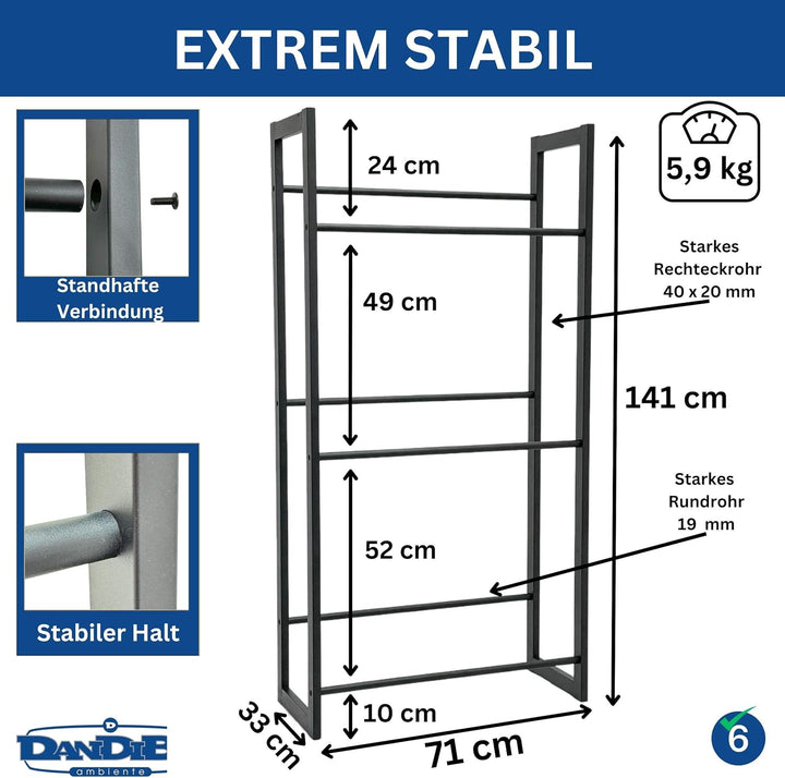 DanDiBo Getränkekistenregal 6 Kisten Schwarz Metall Stehend 96563 Getränkekistenhalter 71 cm Bierkis