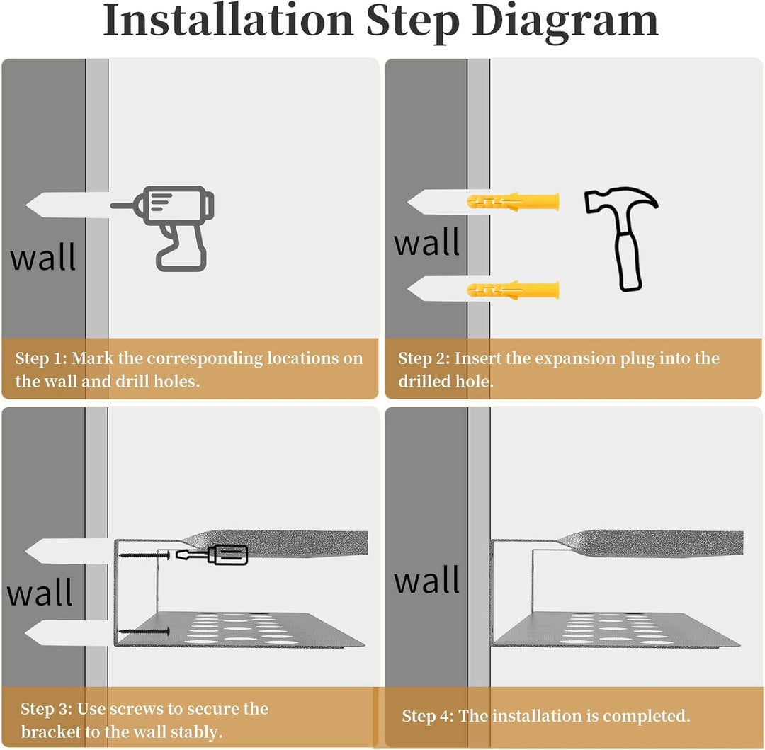 Uten Wandregal Metall, Bad Regal Kücheregal 2er Set, Metallregal Wand 40cm mit Handtuchhalter, für W