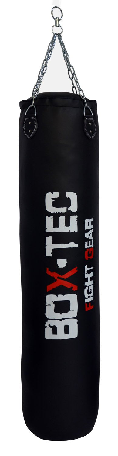 BOX-TEC 120cm Boxsack | Sandsack | Punching-Bag, gefüllt inkl. Vierpunkt-Kette, schwarz