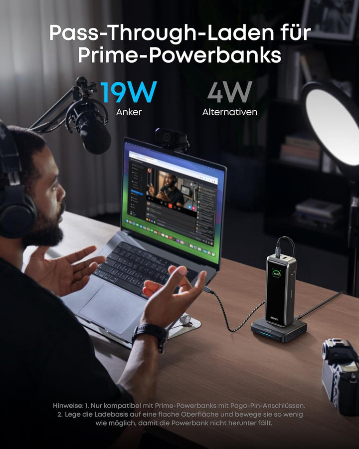 Anker Ladebasis, max. 150W Schnellladung mit 3 Ports für die Anker Prime Powerbank, kompatibel mit M