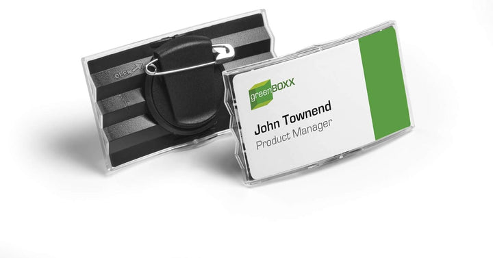Durable Namensschild konvex (mit drehbarer Kombiklemme, 40 x 75 mm) Packung à 25 Stück, anthrazit/tr