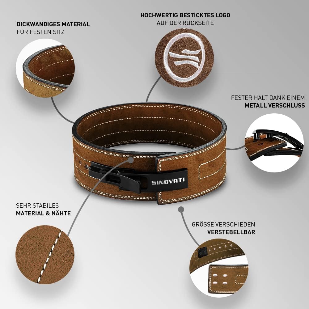 SINOVATI Premium Gewichthebergürtel KDK Gürtel aus Rindsleder mit Schnalle, Weightlifting Lever Belt