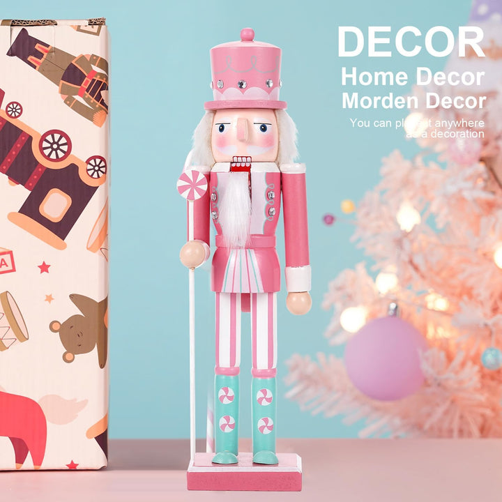 Nussknacker Figur,30CM Nussknacker Weihnachten Dekorationen,Massivholz Handwerk Deko Geschenkstücke,
