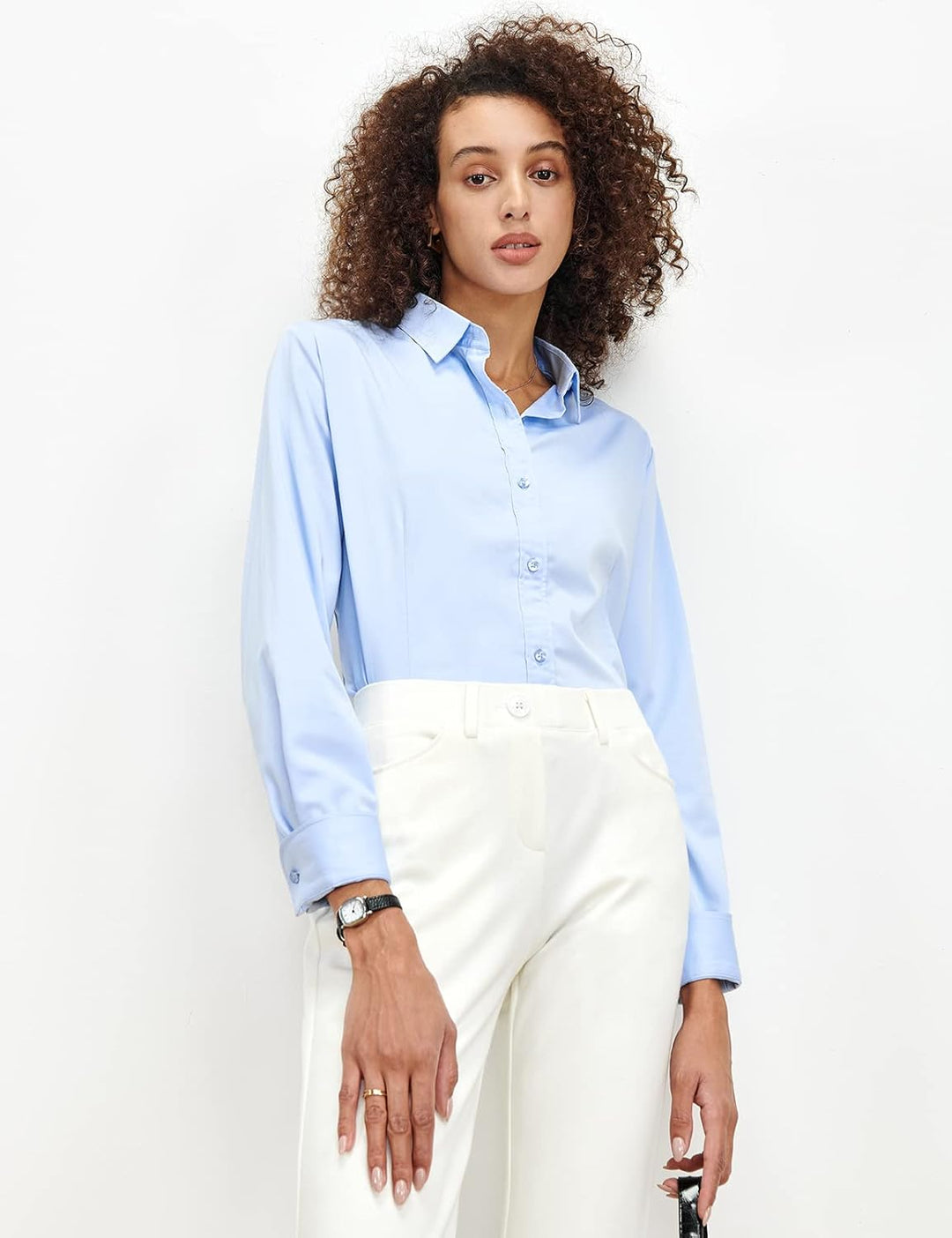 Tapata Damen-Bodysuit-Bluse mit Knöpfen, einteilig, langärmlig, solides Büroarbeitshemd, lässige Obe