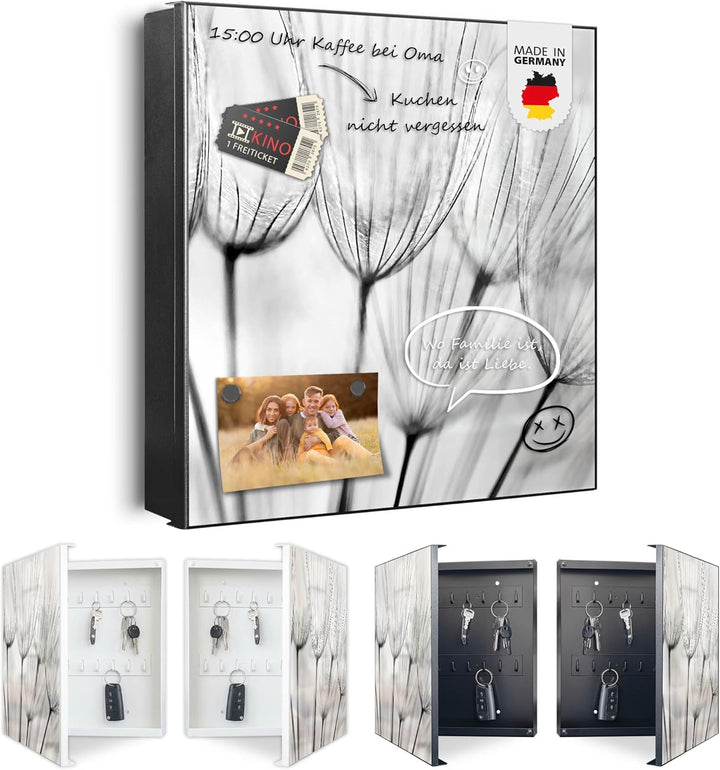 banjado Grosser Schlüsselkasten Metall - Schlüsselbox 30x30cm mit 32 Haken - Schlüsselkasten modern