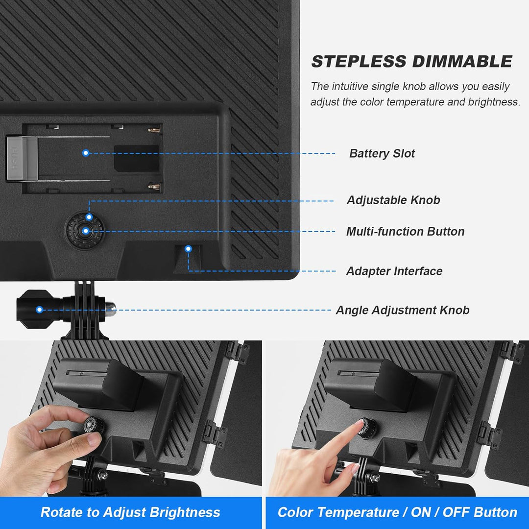 Soonpho 2-Pack LED VideoLicht Set Panel Videoleuchte Barn Door 2800–6500K Dimmbare 20W Licht Fotogra