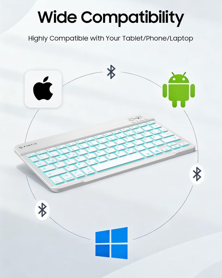 Fintie Bluetooth Tastatur mit Hintergrundbeleuchtung in 7 Farben, iPad Tastatur mit deutschem Layout