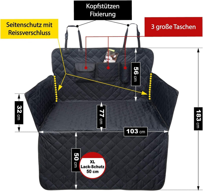 JAMAXX Auto Kofferraum XXL Schondecke für SUV Kombi Extra-Lang 225cm Seitenschutz Hunde-Decke Wasser