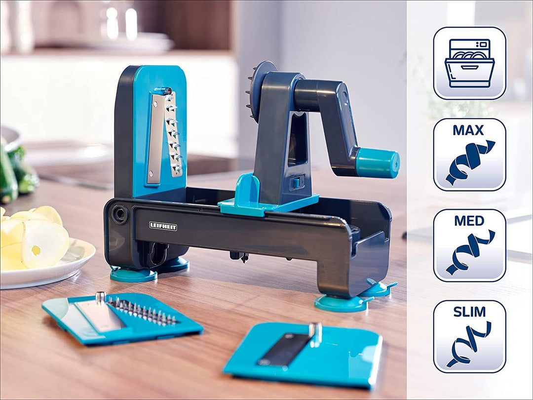 Leifheit Tisch-Spiralschneider, Zucchini Nudeln Schneider mit 3 Klingen für verschiedene Gemüsenudel