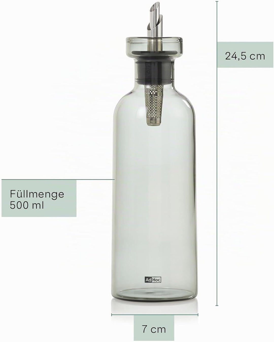 AdHoc BZ78 Ölspender oder Essigspender AromaPour aus Borosilikatglas in Grau | elegante Olivenölflas