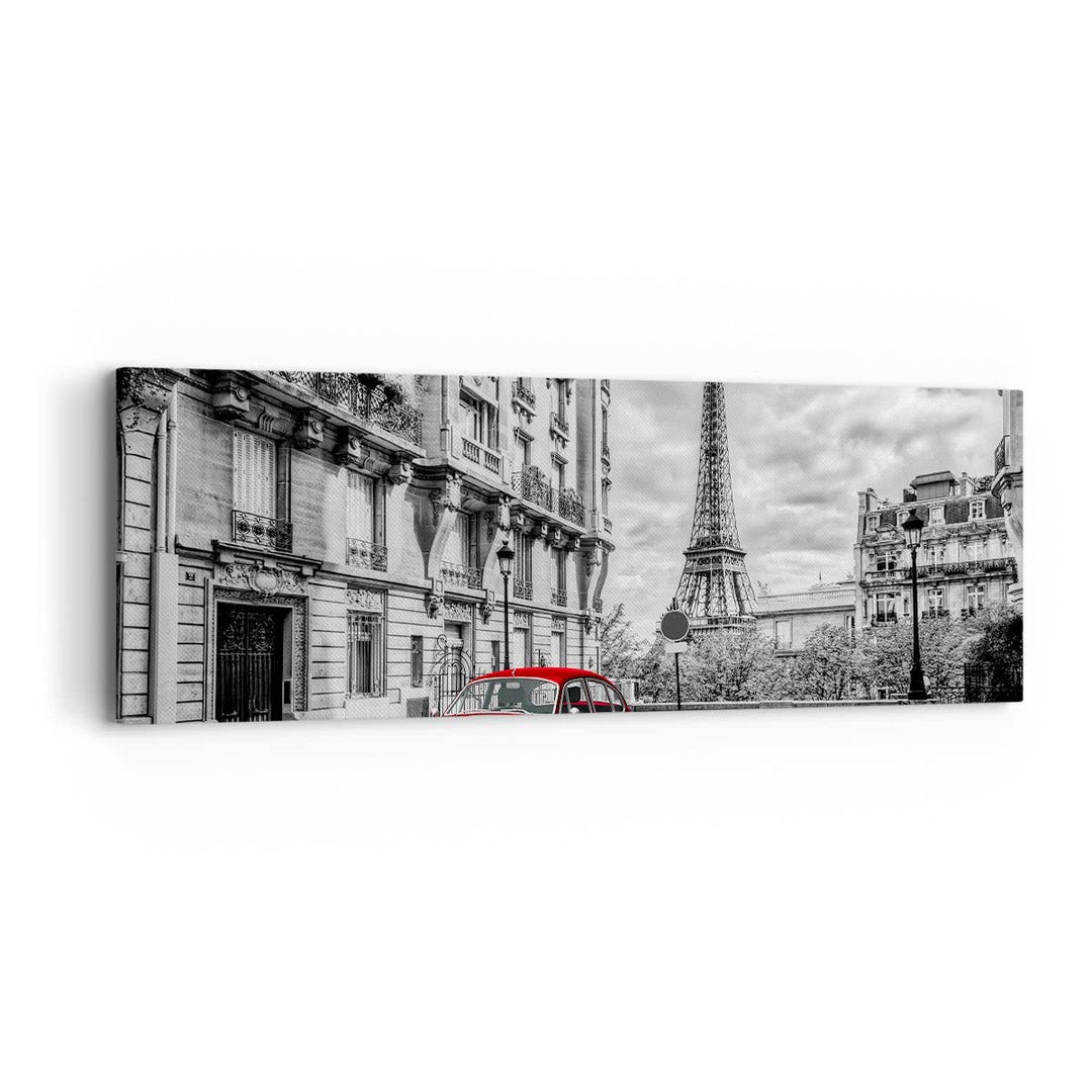 Panorama Bilder auf Leinwand Auto Eiffle Strasse Gebäude Leinwandbild 90x30cm Wandbilder Dekoration