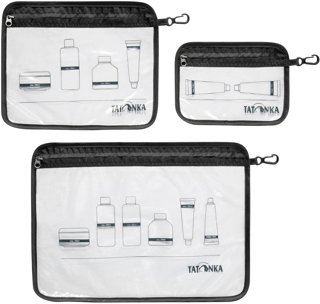 Tatonka Kulturbeutel Zip Flight Bag (A4 / A5 / A6 oder 3er-Set) - Transparente Beutel zur Mitnahme v