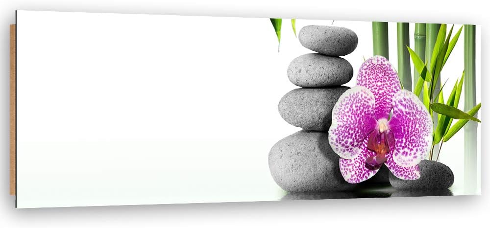 Wandbild XXL Zen Deko Kunst Bilder Orchidee Weiss 158x53 cm Deko Paneel 158x53 cm Weiss_a, Deko Pane