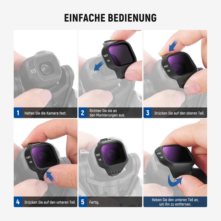 NEEWER ND Filter Set kompatibel mit DJI Mini 5 Pro Drone (ND8+ND16+ND32+ND64), 4er Pack, Snap On, Gr