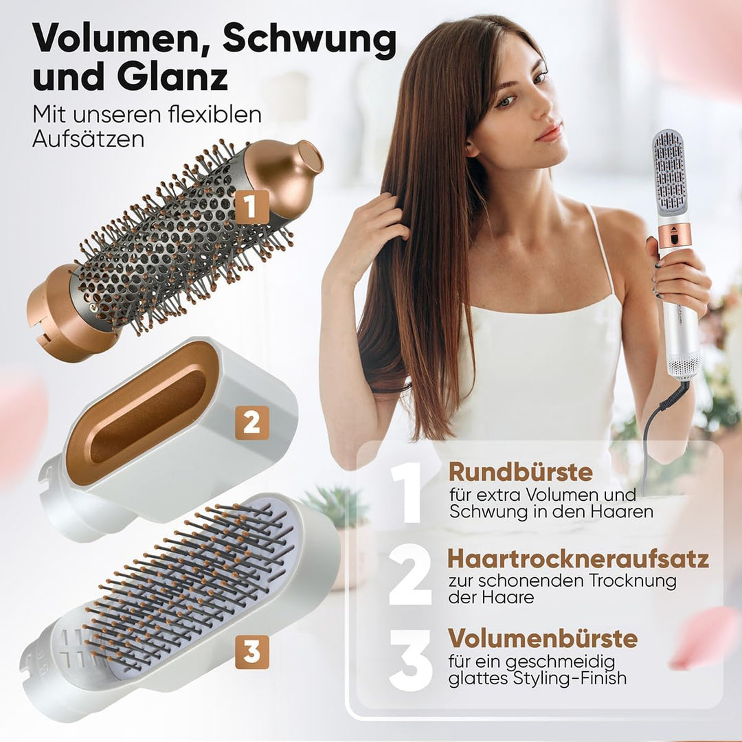 ProfiCare® Warmluftbürste | 4in1 Hairstyler für Locken, Volumen, Glätten und Trocknen | 1000W Rundbü