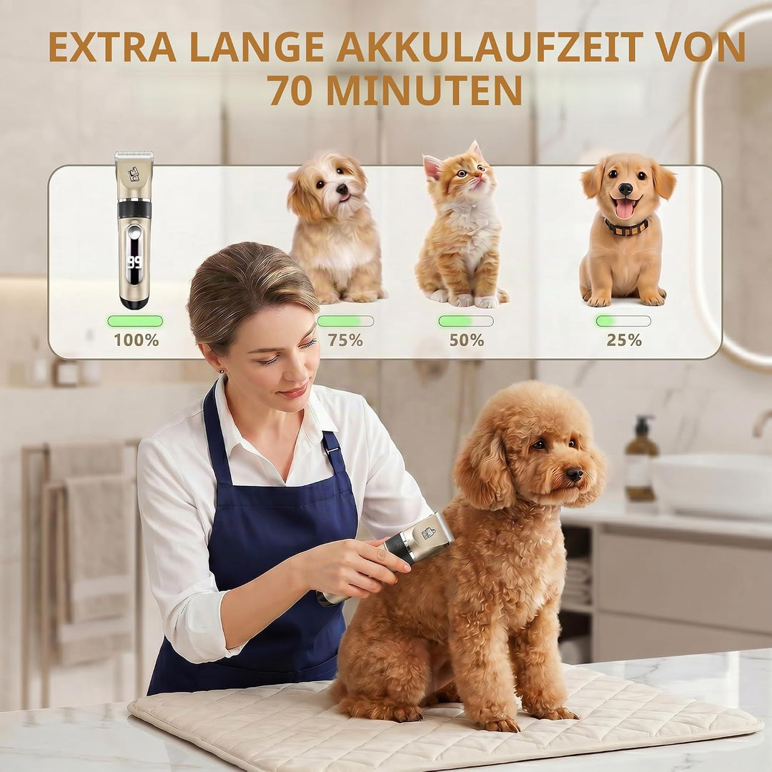Profi Hundeschermaschine Leise Elektrische Hundetrimmer Schnurlose Tierhaarschneidemaschine für Hund