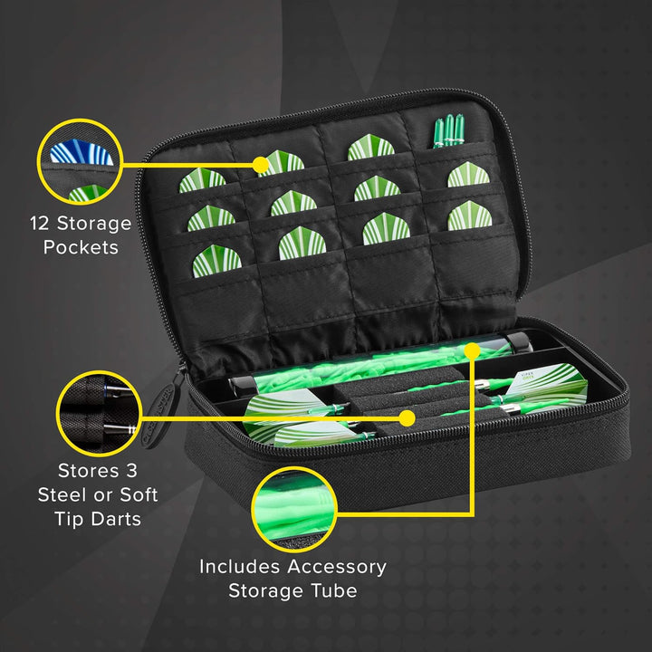 Casemaster Plazma Dartkoffer für weiche Dartpfeile mit Stahlspitze, für 3 Dartpfeile und integrierte