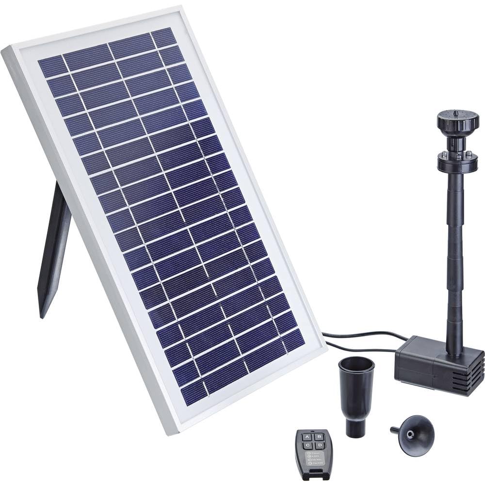 Pontec 43325 PondoSolar 600 Control - Solarwasserspielpumpe mit Akku und LED-Beleuchtung / Solarstro