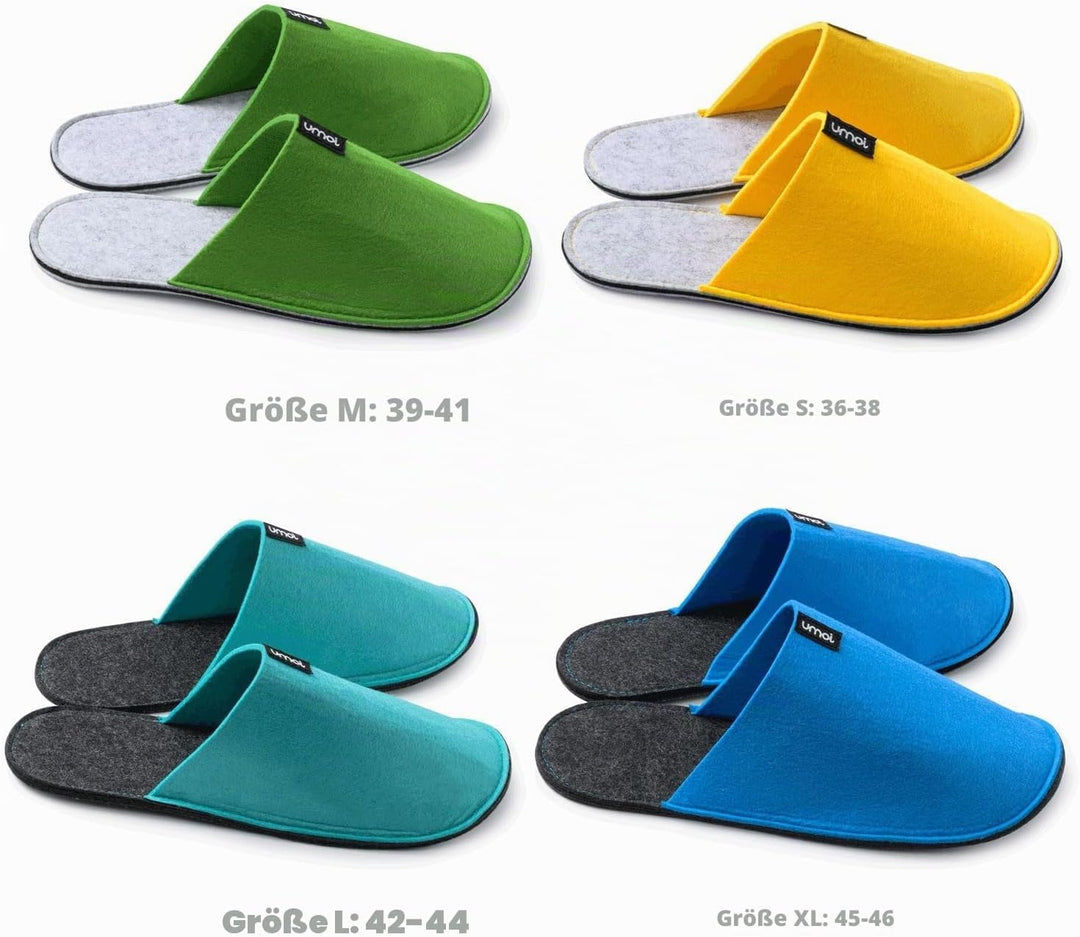 Gästehausschuhe 4er Set Mann und Frau Winter warm Antirutsch Unisex Gästepantoffeln aus Filz hochwer