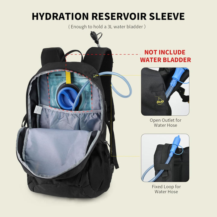 SKYSPER Wanderrucksack 25L, Klein Rucksack mit Rückenbelüftung aus atmungsaktivem 3D Air Mesh Tagesr