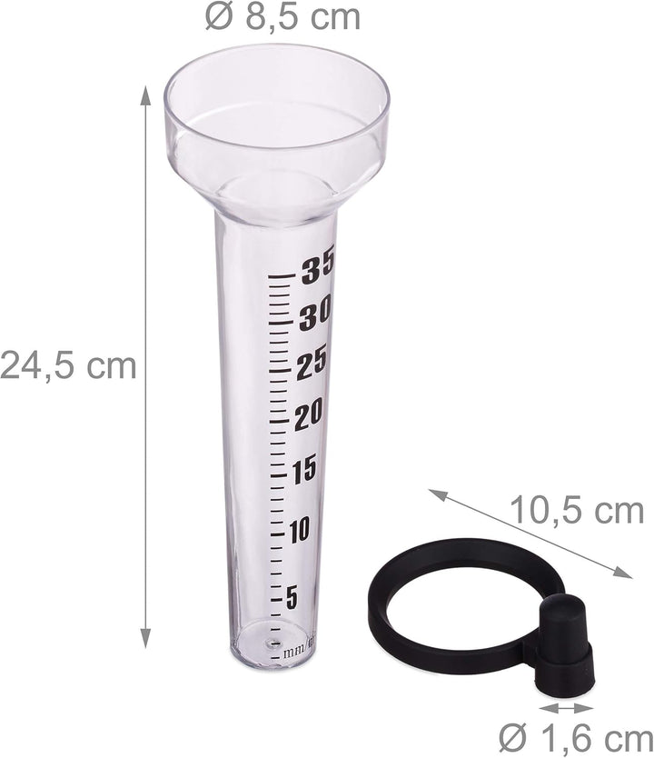 10 x Regenmesser im Set, mit Halter, Niederschlagsmesser Garten, grosse Anzeige 35 mm/m², Kunststoff